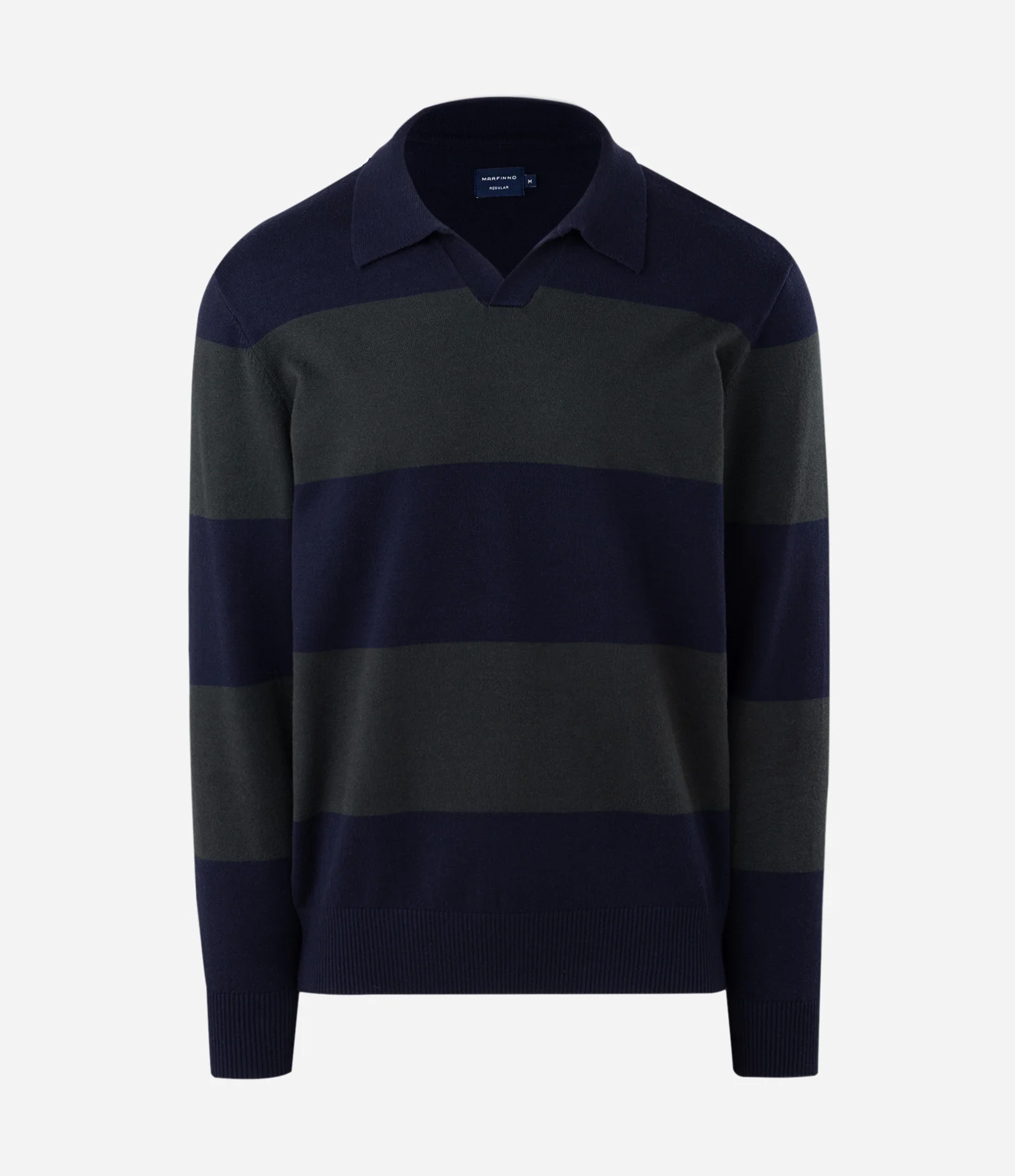 Suéter Masculino Retilínea Listrado em Blocos com Gola Polo Azul 1