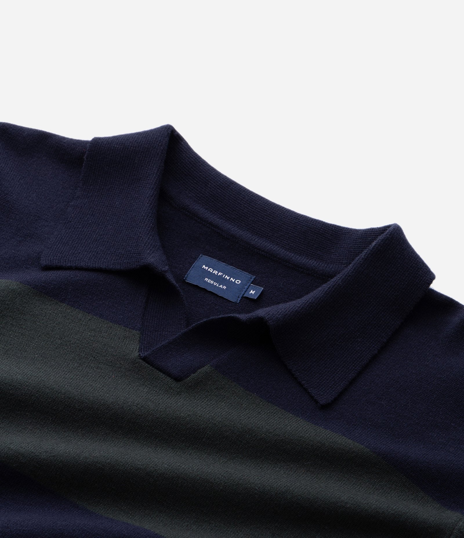 Suéter Masculino Retilínea Listrado em Blocos com Gola Polo Azul 5