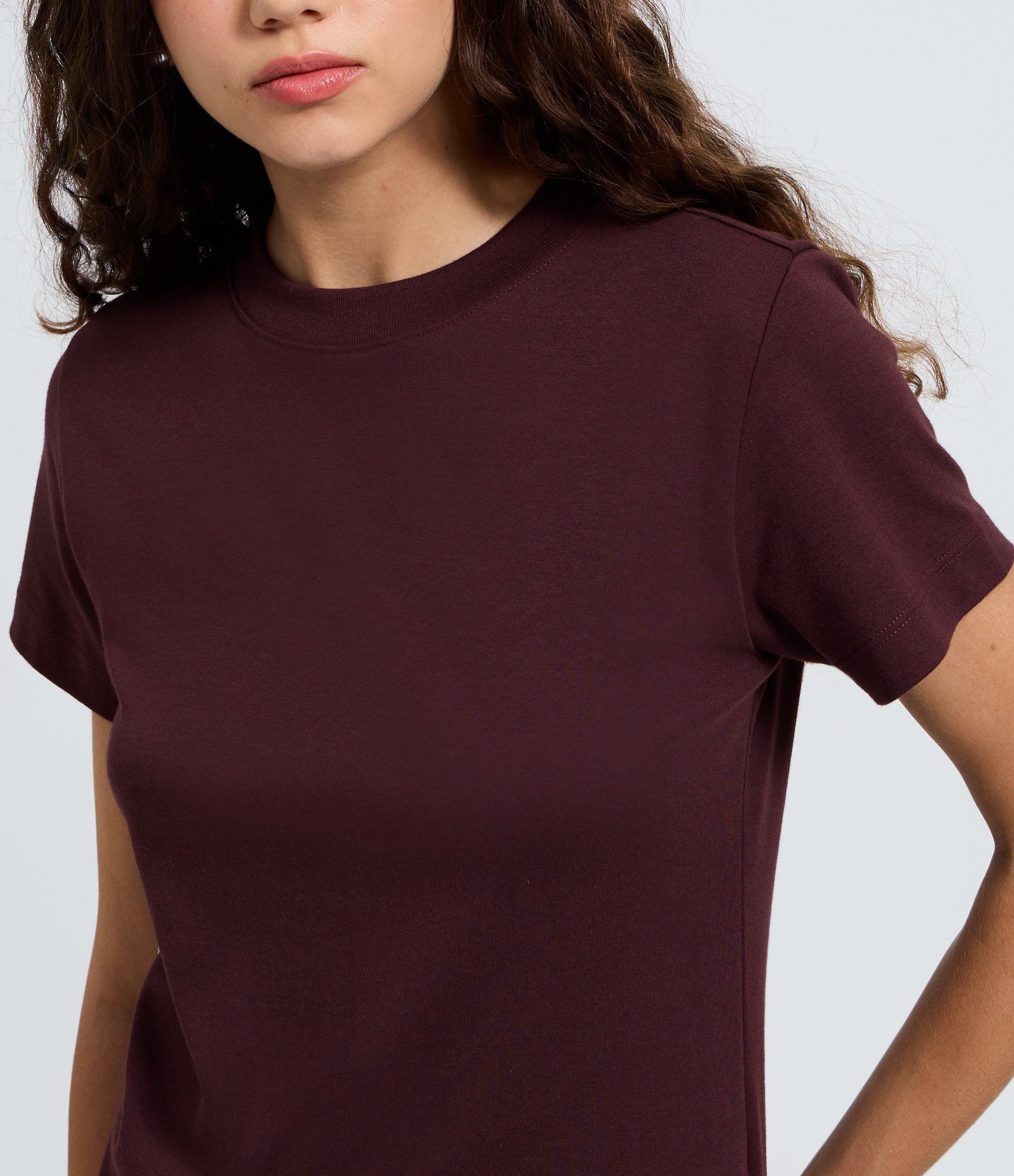 Blusa Básica em Algodão Peruano Interlock com Gola Redonda Marrom 3