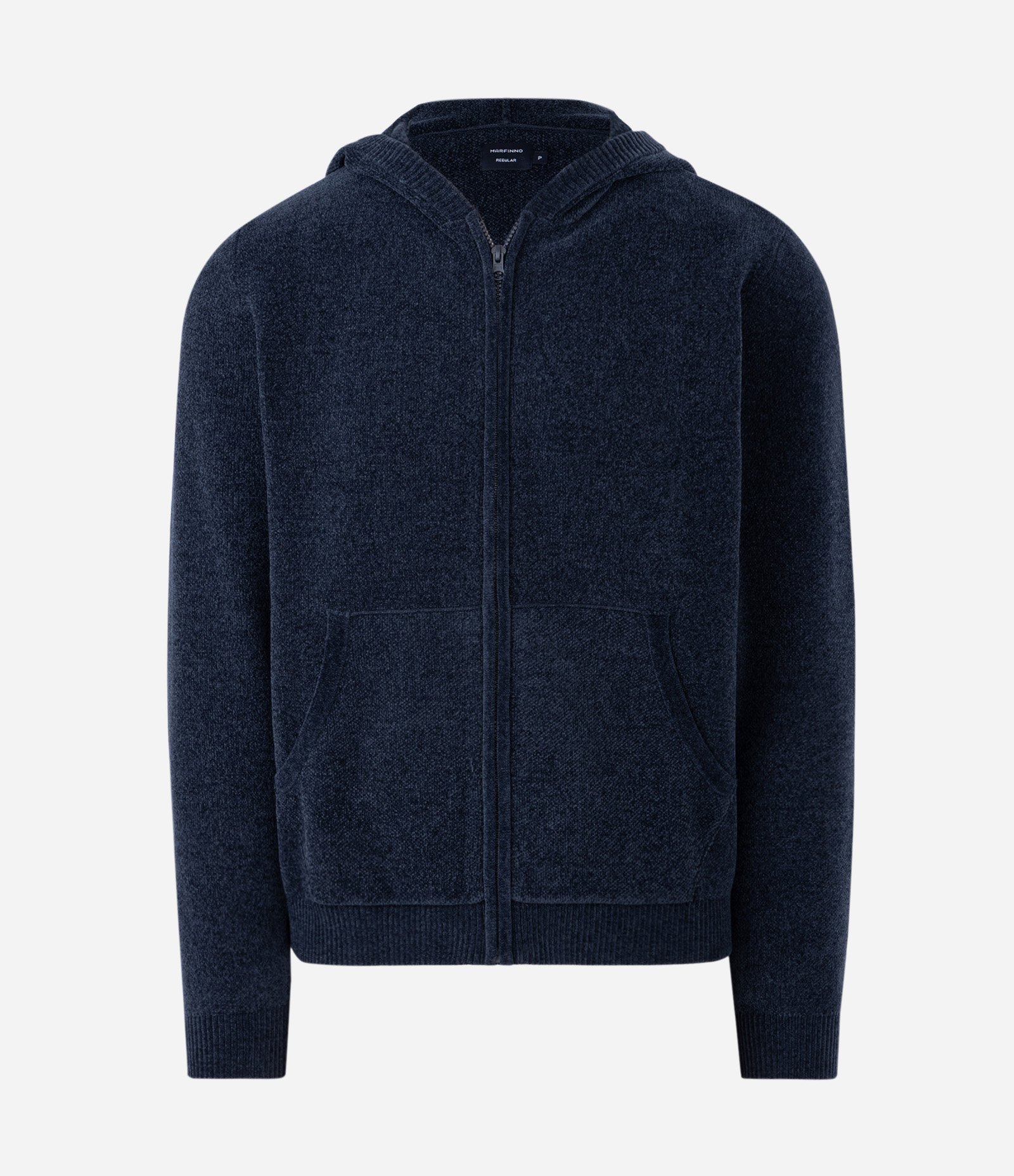 Blusão Masculino Chenille com Capuz e Zíper Azul 1