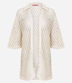 Camisa Alongada em Algodão com Ponto Rede