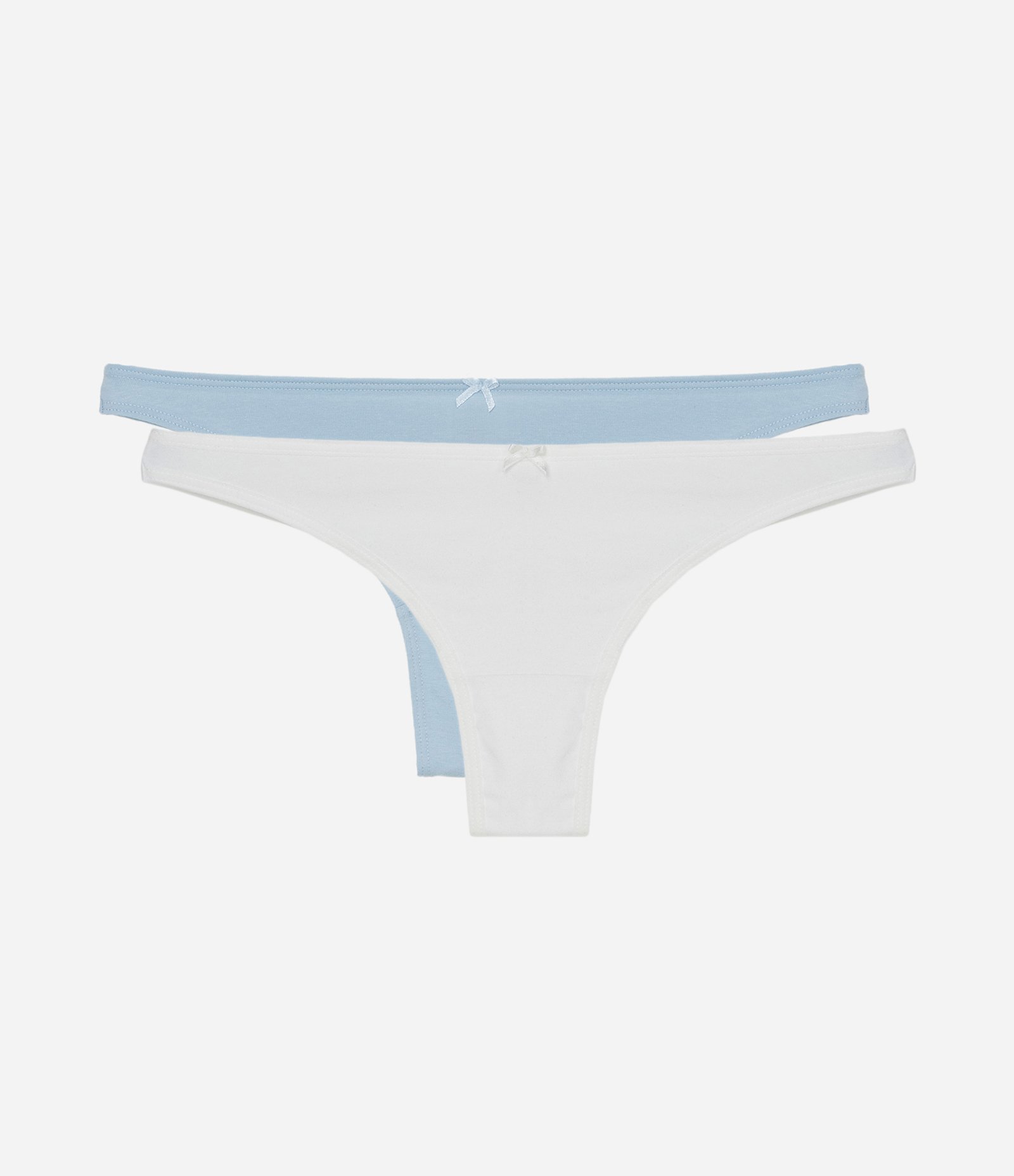 Kit 02  Calcinhas Biquíni Fio Duplo em Algodão Branco/Azul 1
