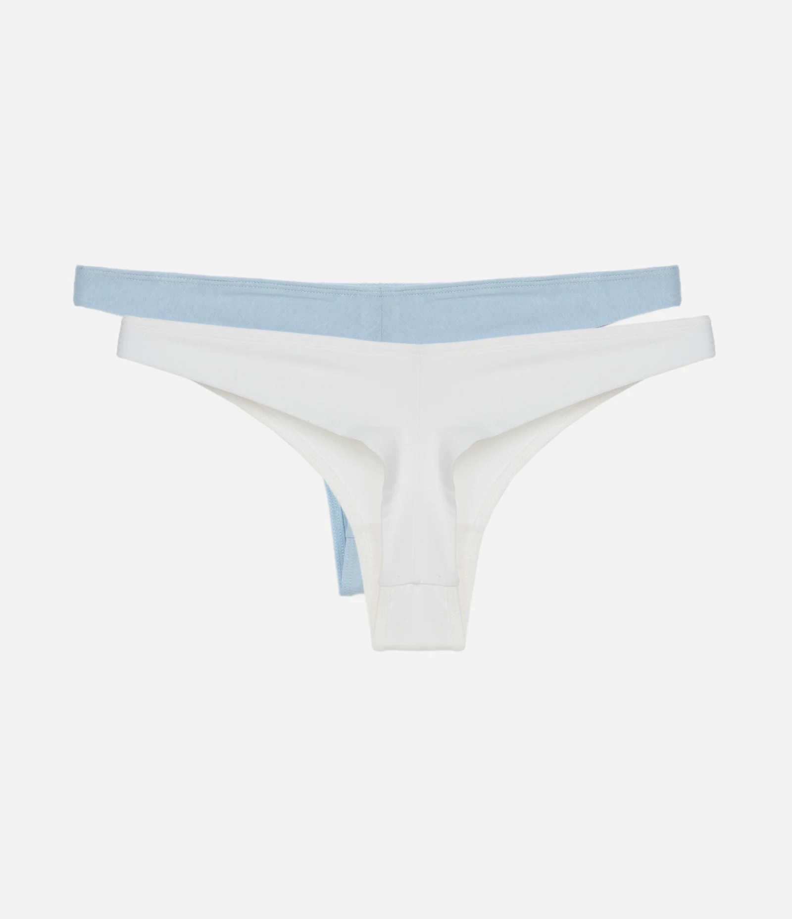 Kit 02  Calcinhas Biquíni Fio Duplo em Algodão Branco/Azul 2