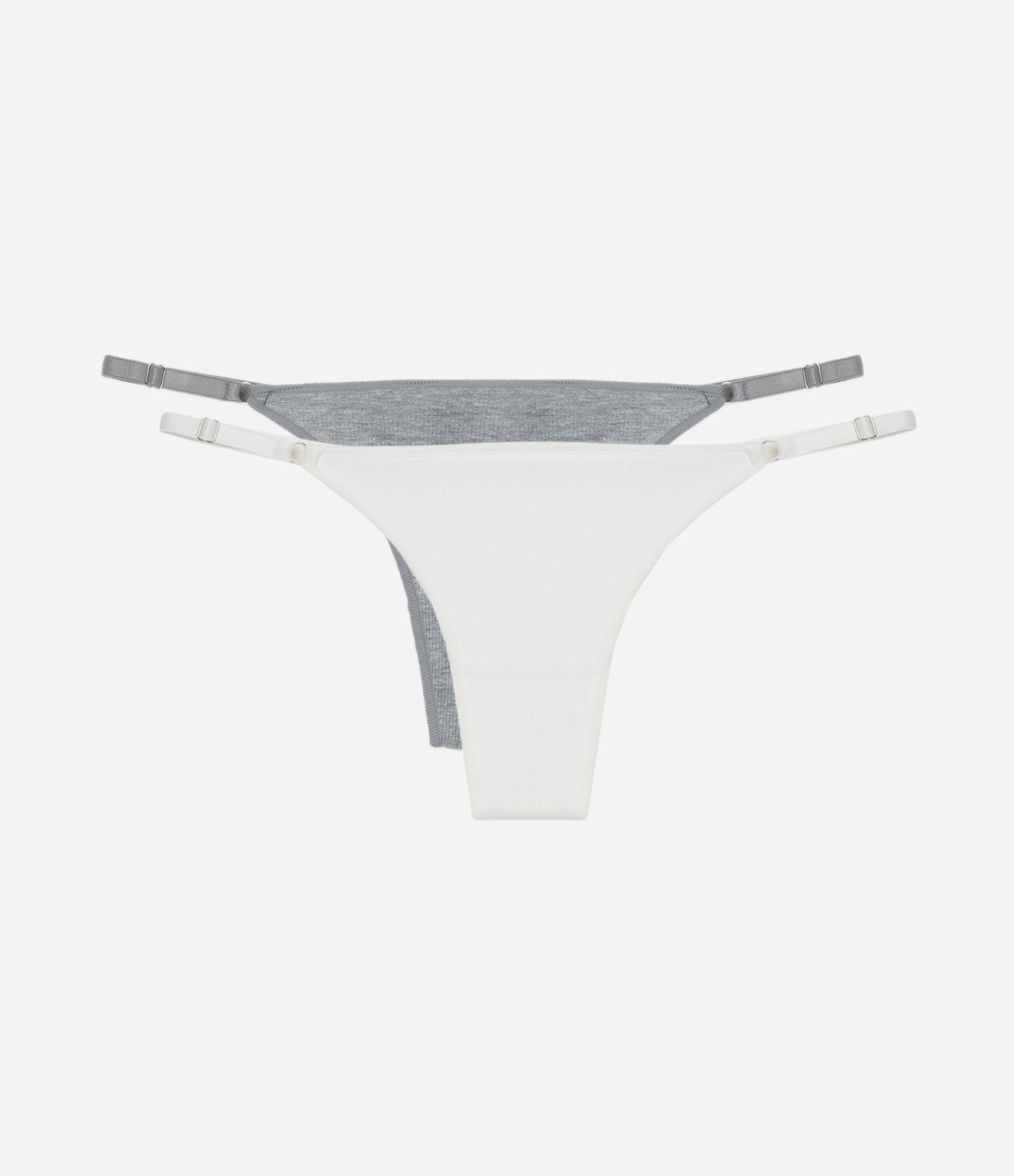 Kit 02 Calcinhas String Fio com Laterais Finas Branco/Cinza 1