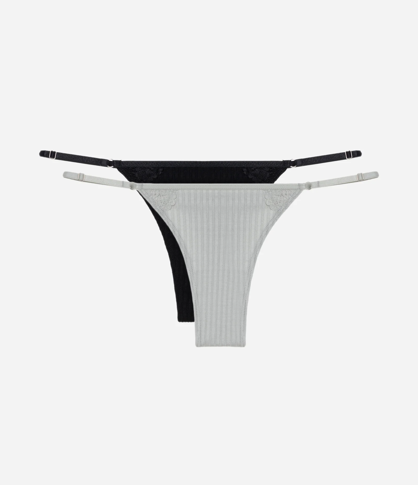 Kit 02 Calcinhas String Fio em Viscose Cinza/Preto 1