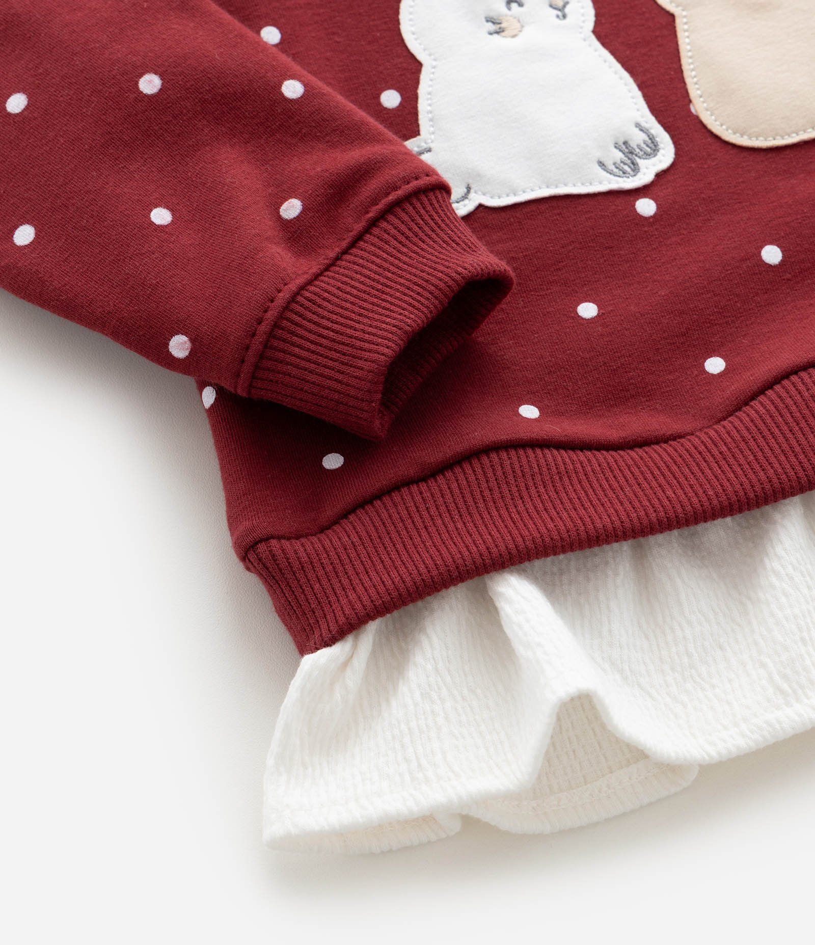 Conjunto Infantil em Moletom com Coelhinhos e Legging Poá – Tam 0 a 18 Meses Vermelho 12
