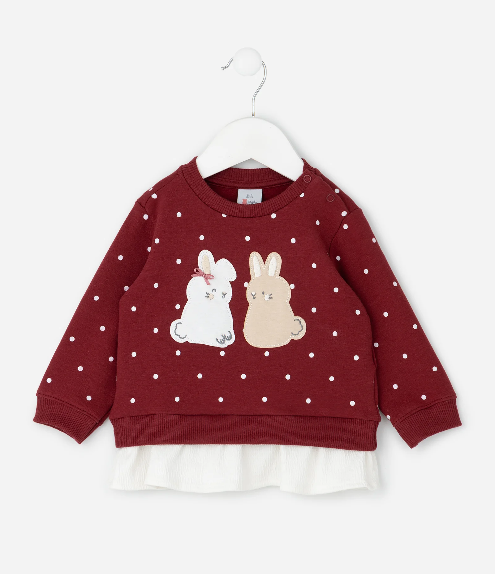 Conjunto Infantil em Moletom com Coelhinhos e Legging Poá – Tam 0 a 18 Meses Vermelho 3