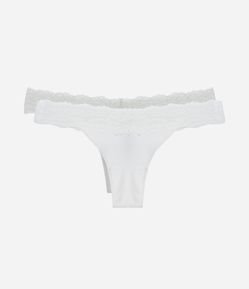 Kit 02 Calcinhas Biquini Fio com Renda no Cós