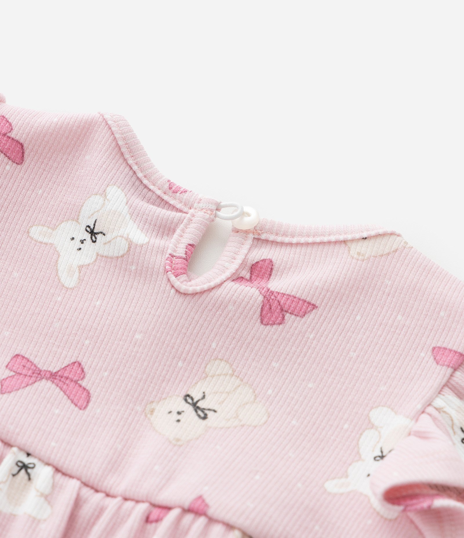 Macaquinho Infantil com Laços e Bichinhos – Tam 0 a 18 Meses Rosa Claro 5