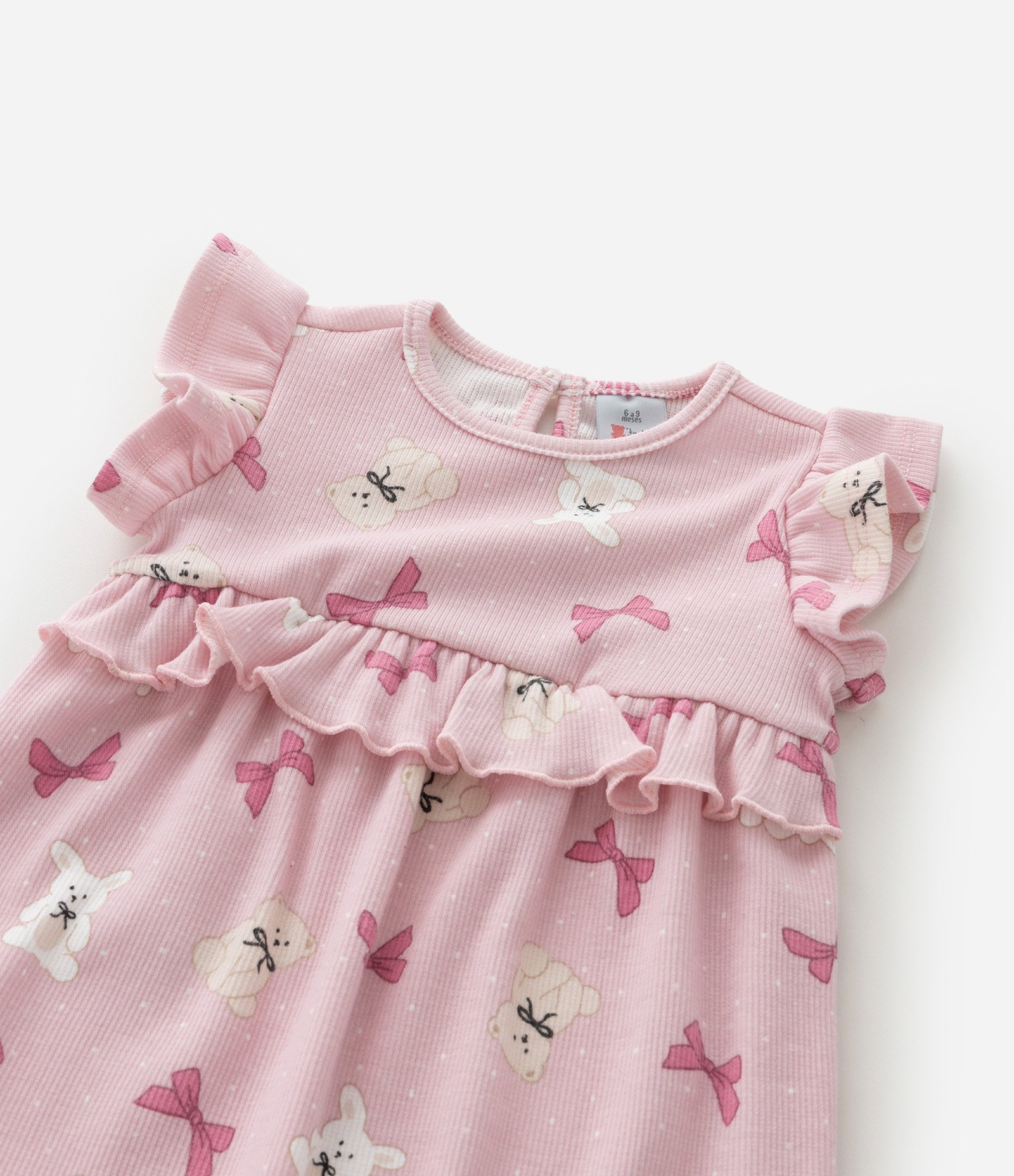 Macaquinho Infantil com Laços e Bichinhos – Tam 0 a 18 Meses Rosa Claro 8