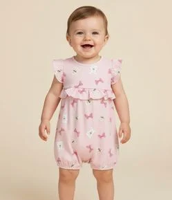 Macaquinho Infantil com Laços e Bichinhos – Tam 0 a 18 Meses