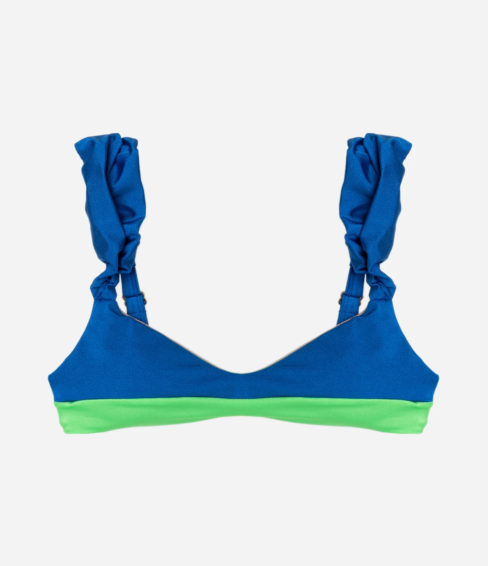 Biquini Top em Microfibra com Alça Bufante Azul/Verde 5