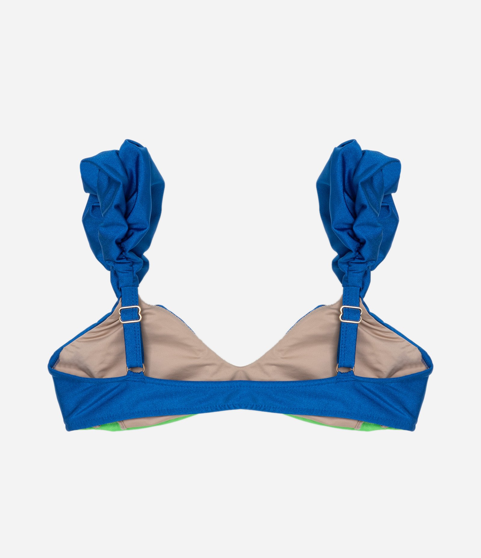 Biquini Top em Microfibra com Alça Bufante Azul/Verde 4