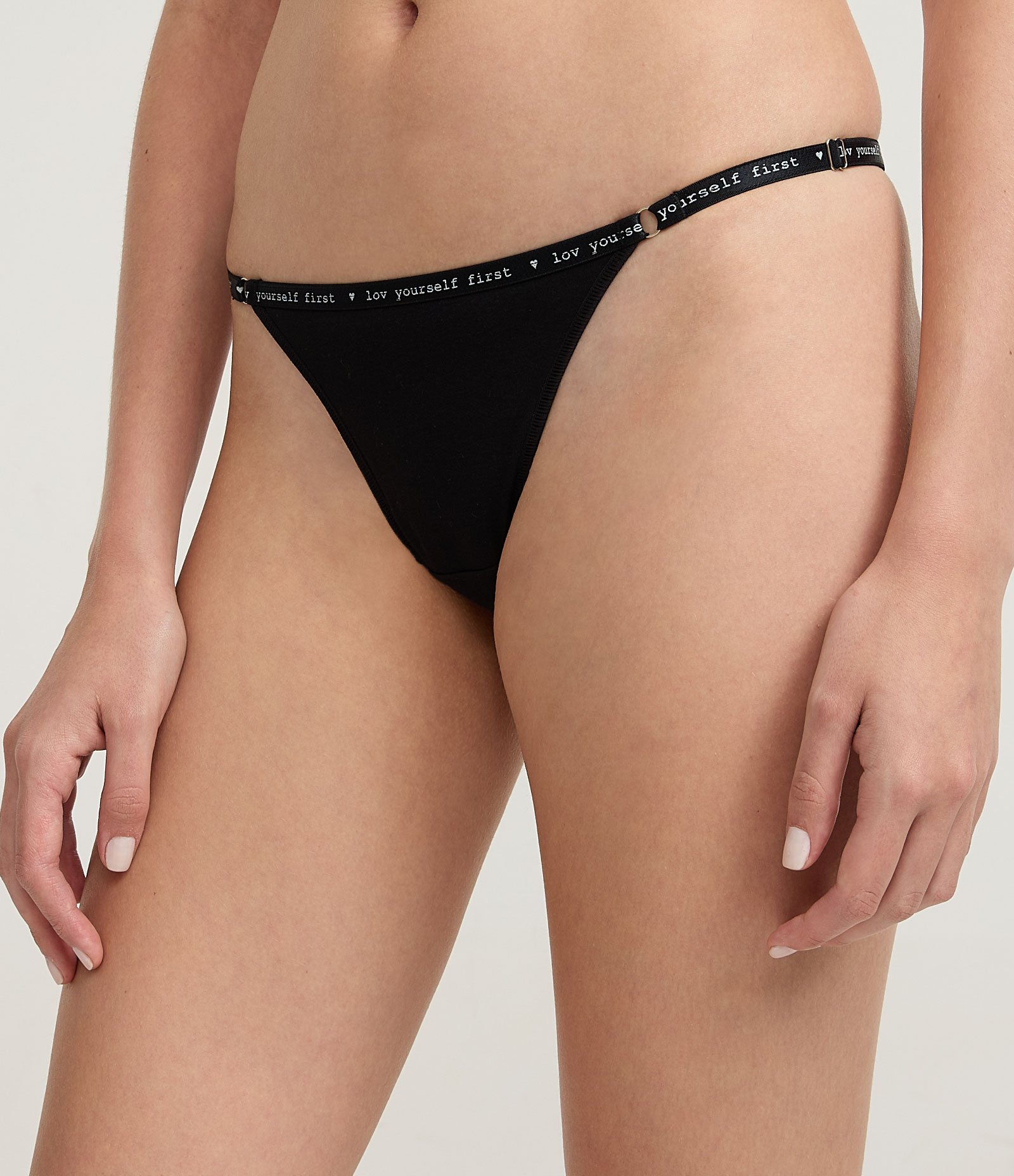 Kit 02 Calcinhas String Fio Duplo com Lettering no Cós Branco/Preto 3