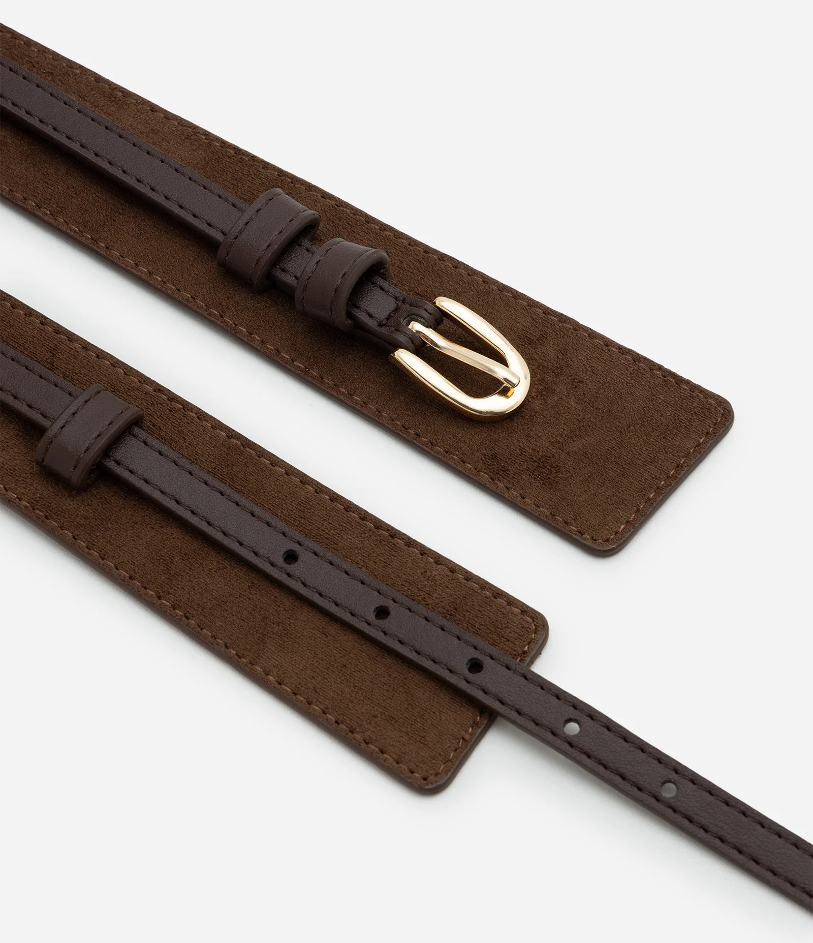 Cinto Largo em Suede com Fivela Metálica Marrom 2