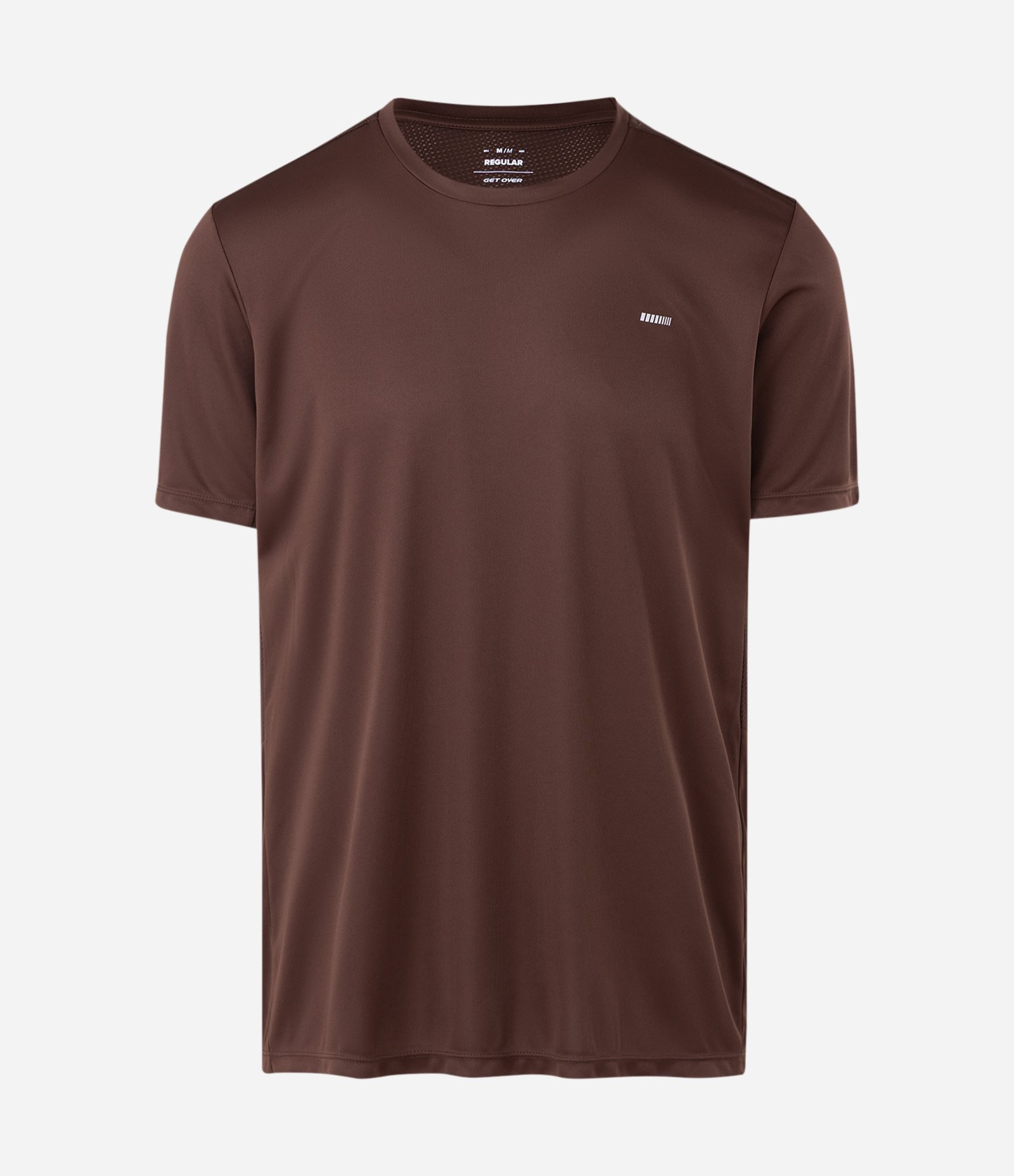 Camiseta Esportiva com Tecnologia Dry e Detalhes Refletivos Marrom 1