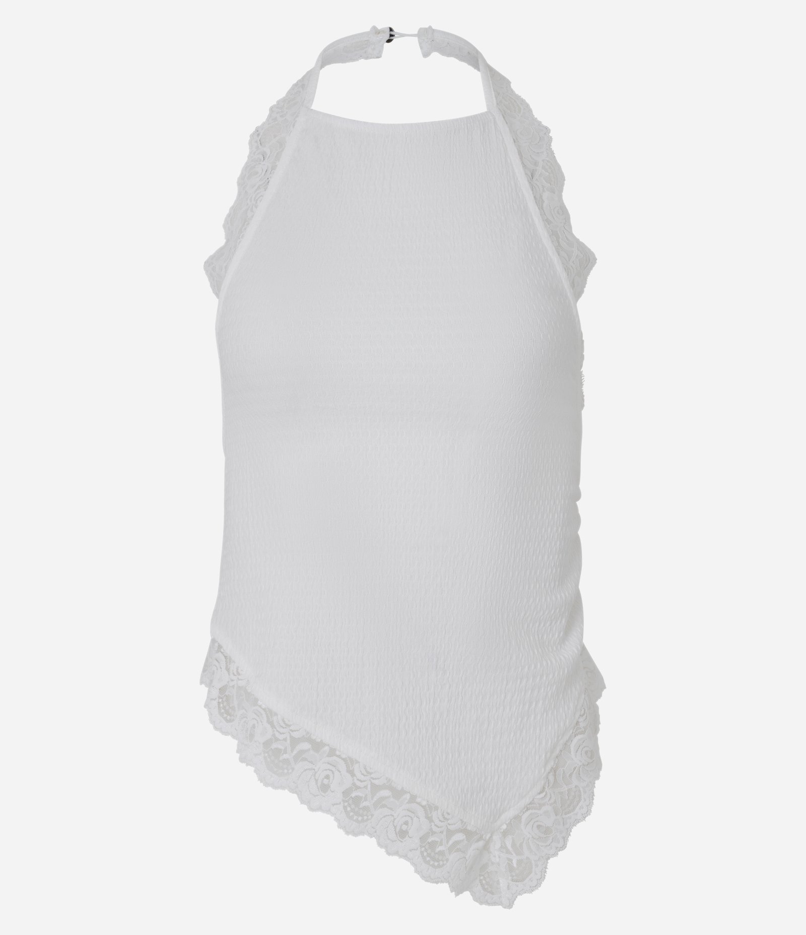 Blusa Frente Única com Renda e Texturizada Branco 1