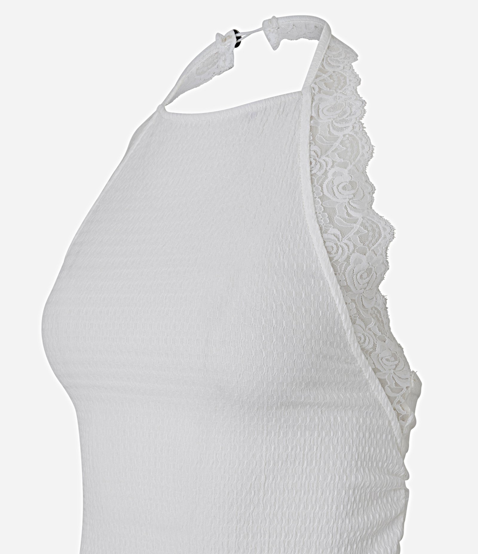 Blusa Frente Única com Renda e Texturizada Branco 2