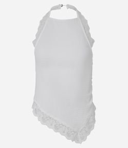 Blusa Frente Única com Renda e Texturizada