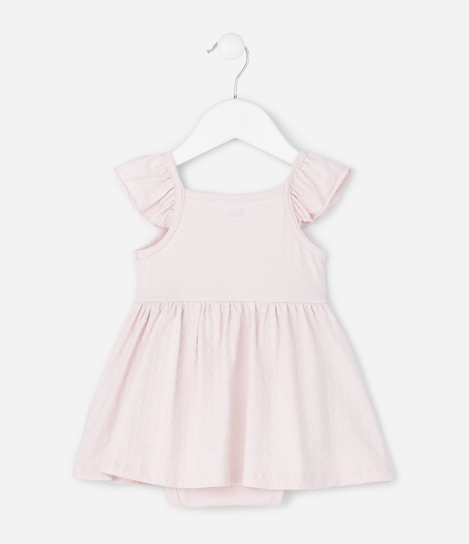 Vestido Body Infantil com Poá e Bordado de Poodle – Tam 0 a 18 Meses Rosa Claro 3
