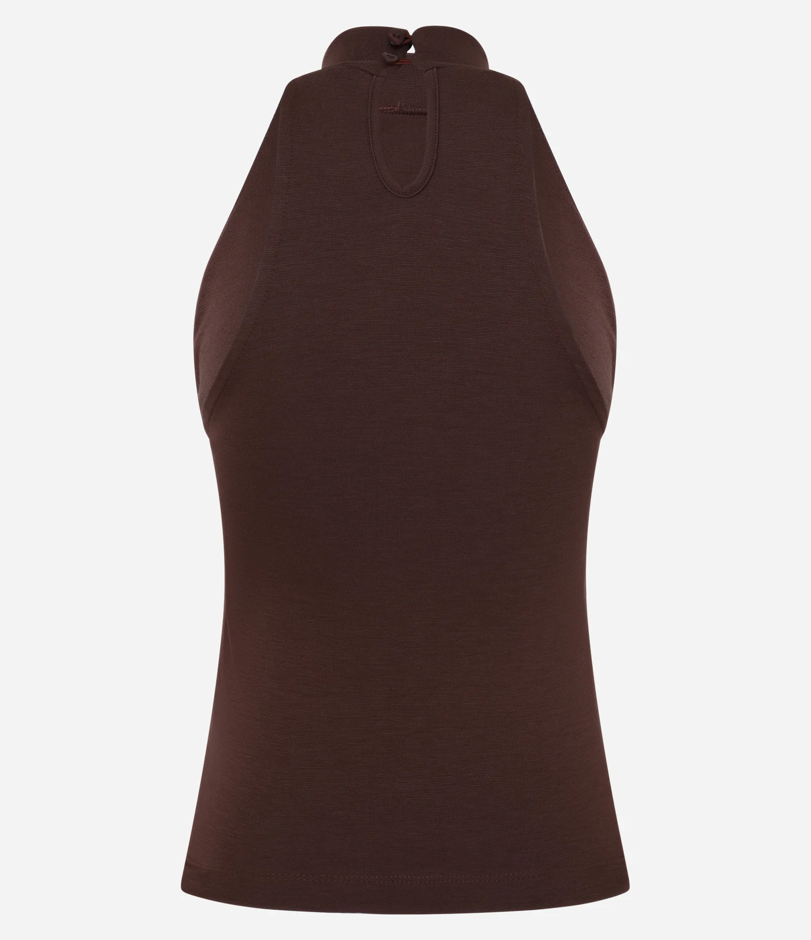 Blusa Sem Manga em Ponto Roma com Gola Halter Marrom 2