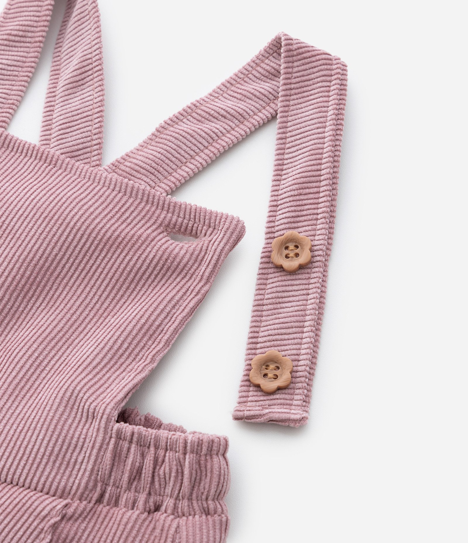 Salopete Infantil em Veludo Cotelê - Tam 0 a 18 meses Rosa 7