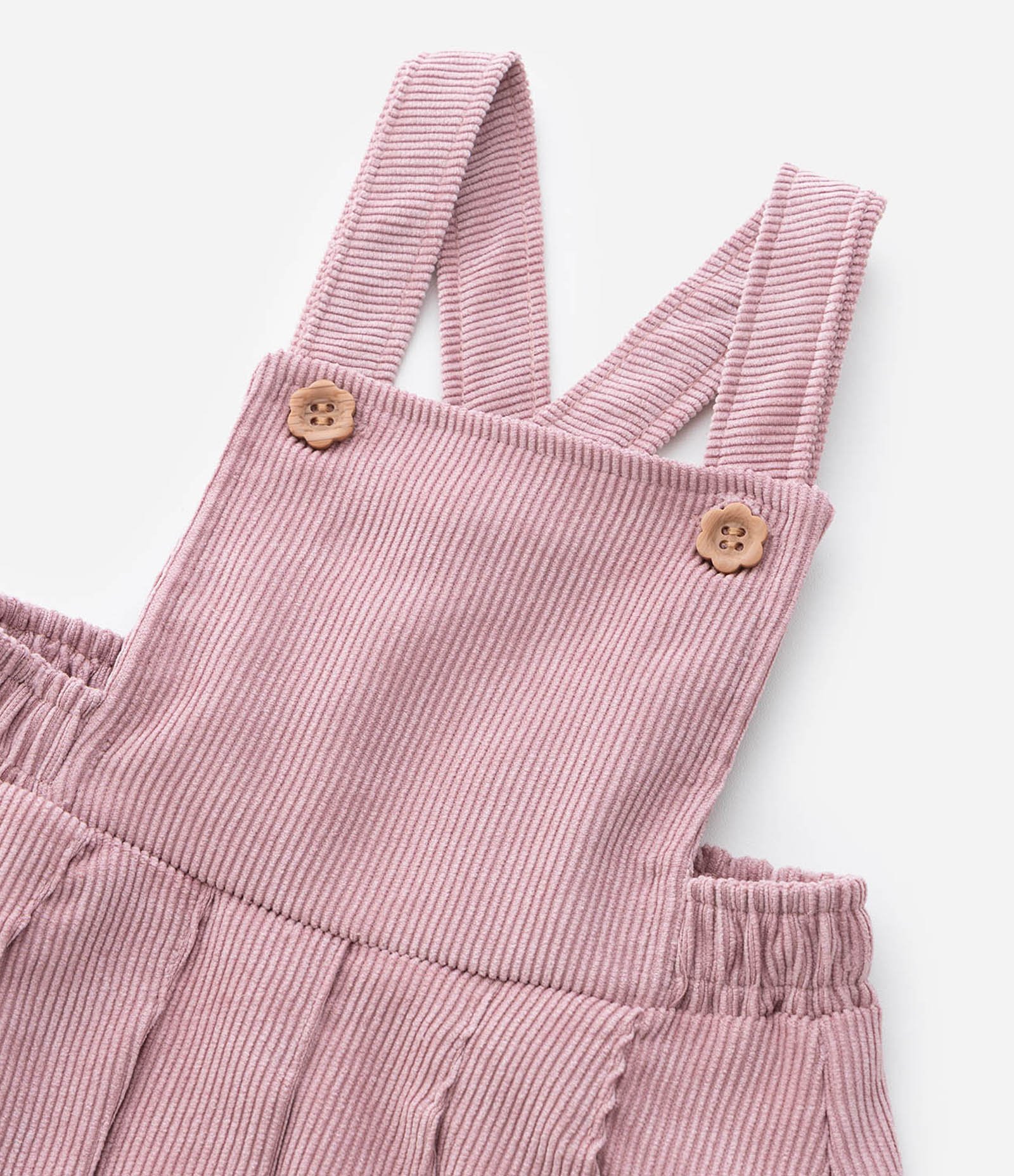 Salopete Infantil em Veludo Cotelê - Tam 0 a 18 meses Rosa 8