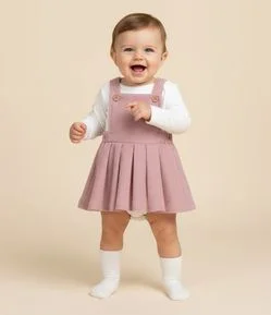 Salopete Infantil em Veludo Cotelê - Tam 0 a 18 meses