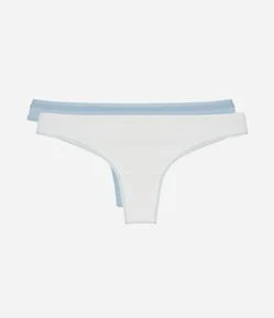 Kit 02 Calcinhas Biquíni Fio Duplo em Algodão com Lateral Média