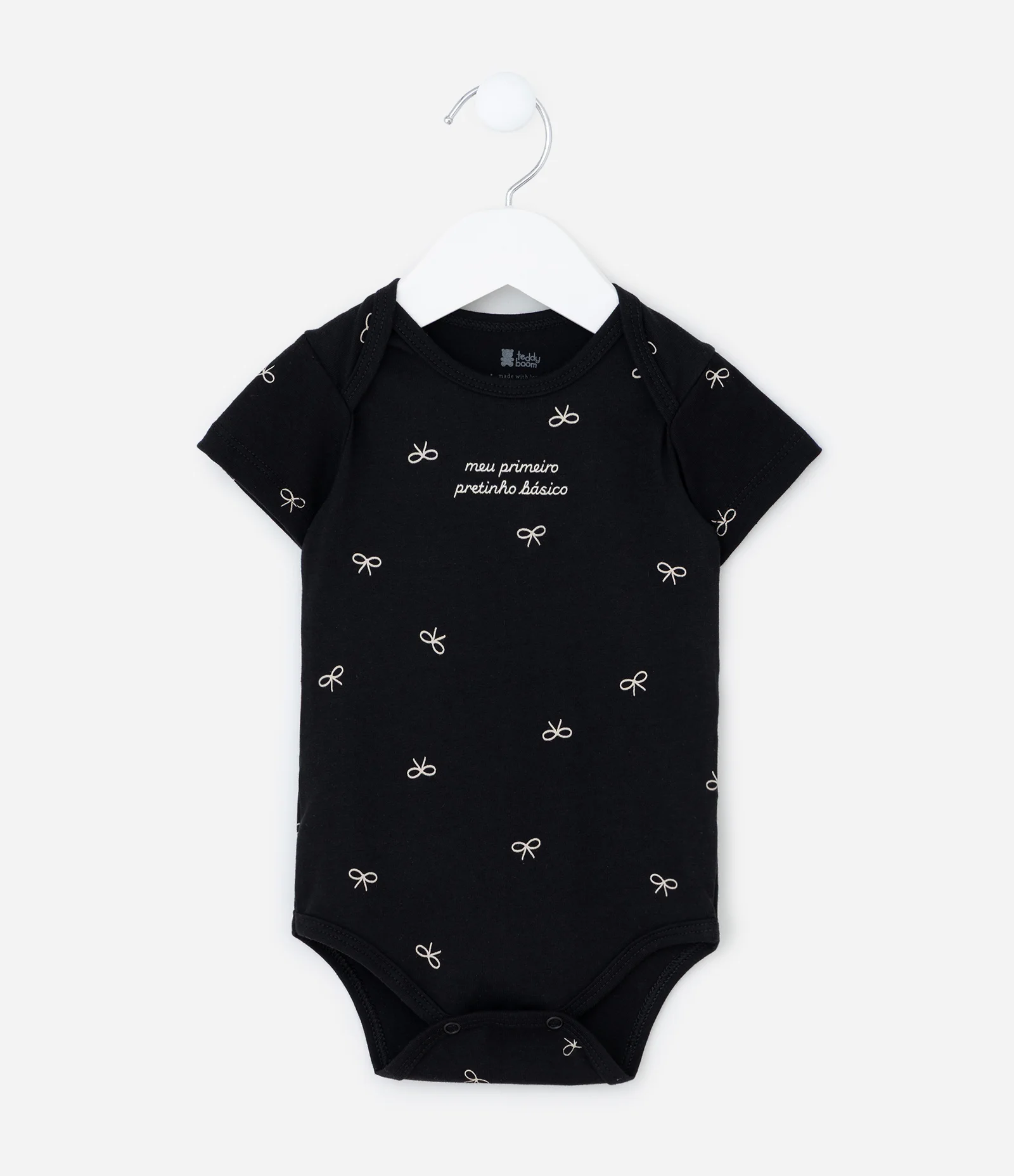 Body Infantil com Estampa Laços – Tam 0 a 18 Meses Preto 1