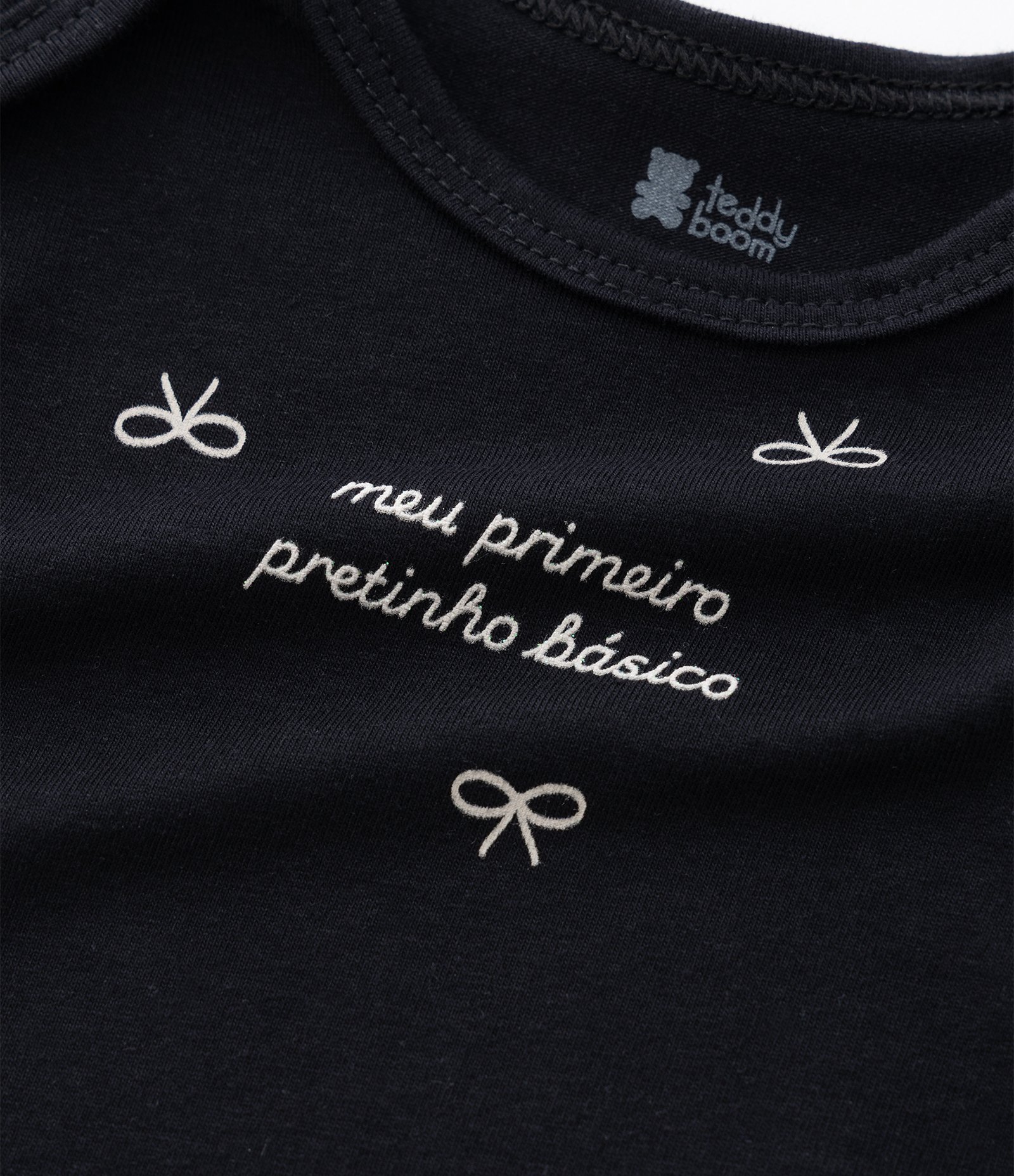 Body Infantil com Estampa Laços – Tam 0 a 18 Meses Preto 6
