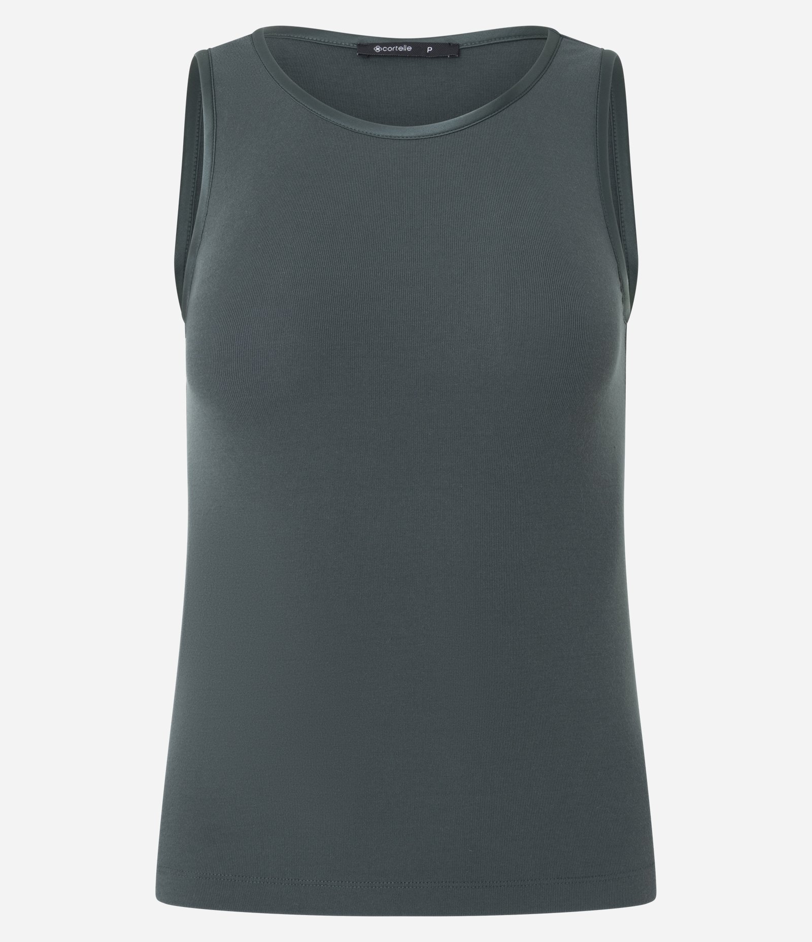 Blusa Básica em Viscose com Gola Redonda Verde Escuro 1