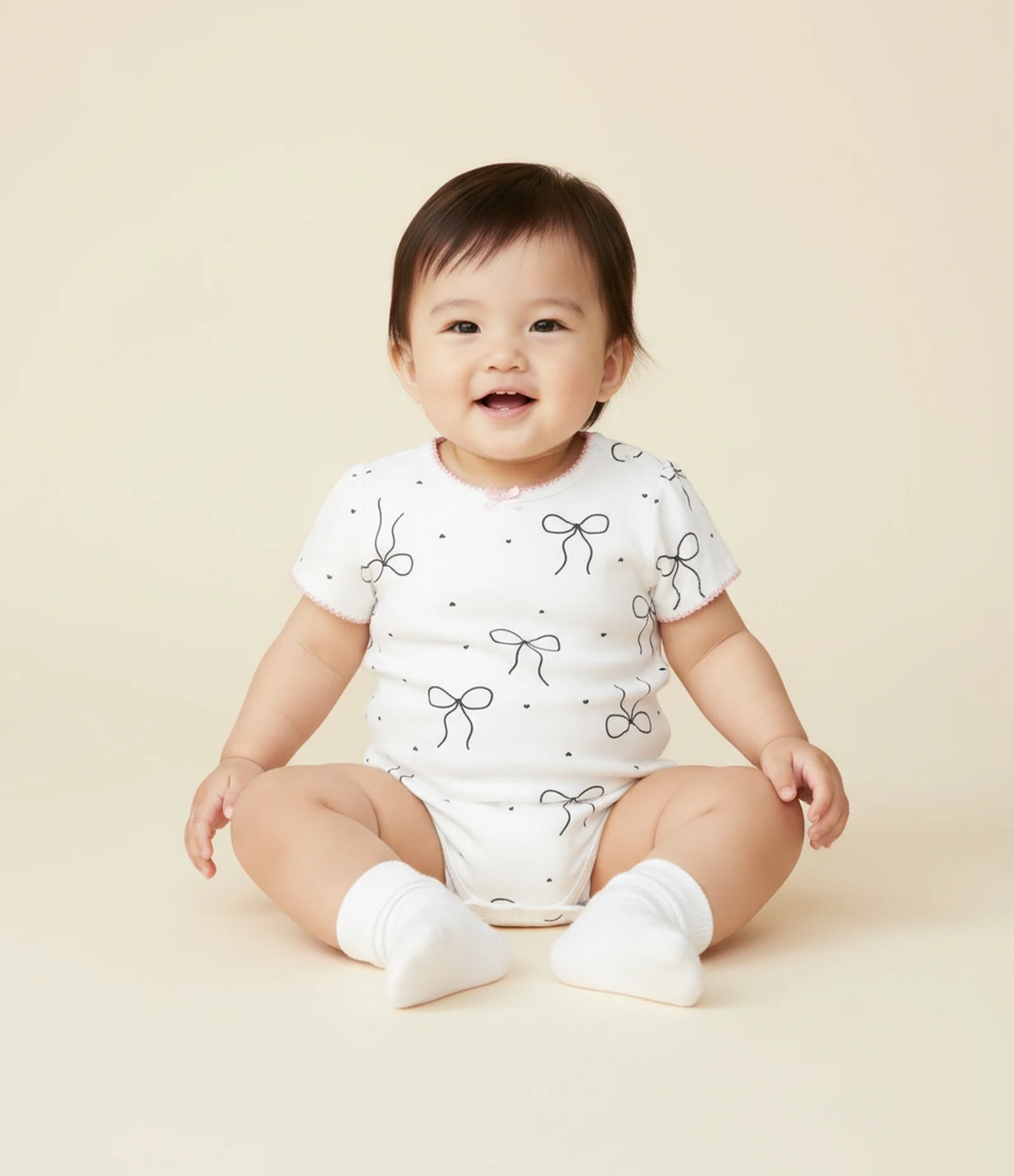 Body Infantil com Estampa de Laços – Tam 0 a 18 Meses Branco 1