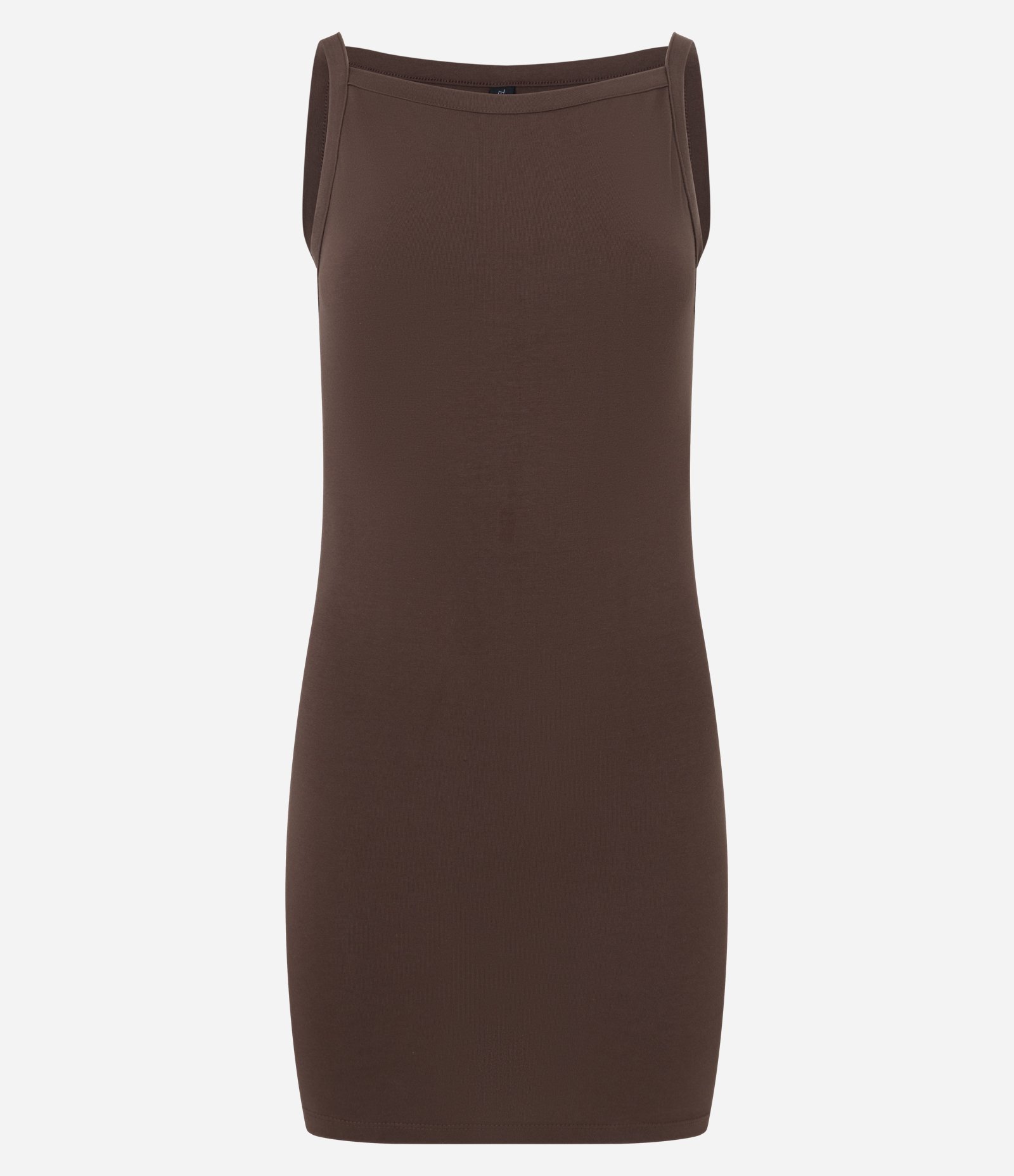 Vestido Curto em Algodão com Decote Canoa Marrom 6