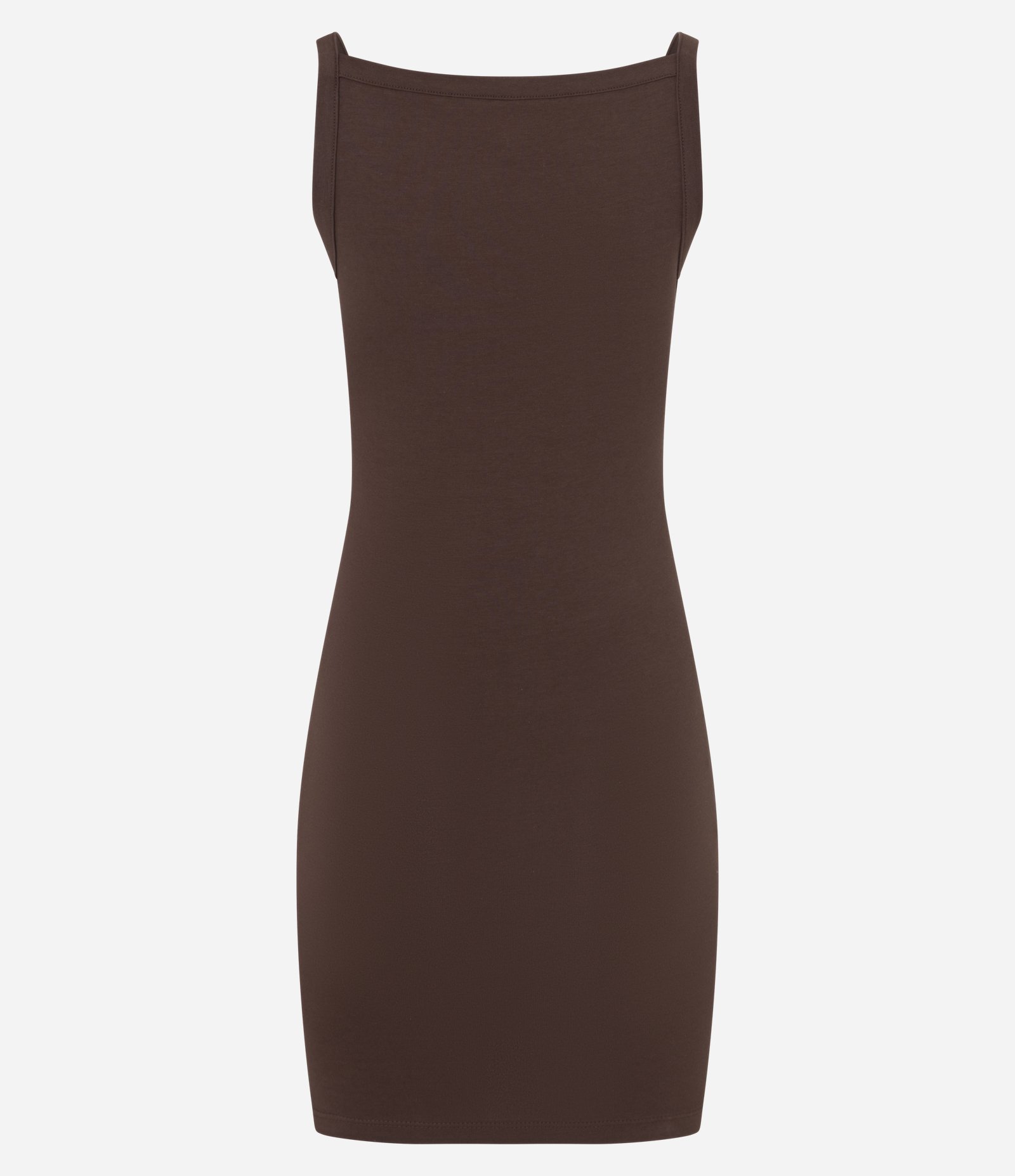 Vestido Curto em Algodão com Decote Canoa Marrom 7