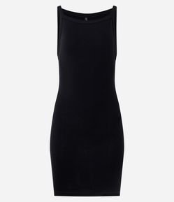 Vestido Curto em Algodão com Decote Canoa