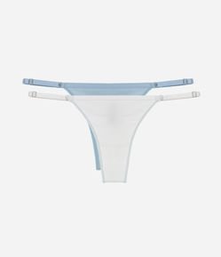 Kit 02 Calcinhas String Fio Duplo em Algodão com Lateral Fina Regulável