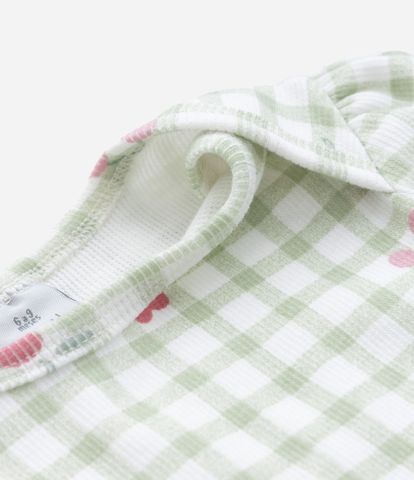 Body Infantil em Vichy com Estampa de Cerejinhas – Tam RN a 18 Meses Verde/Branco 6