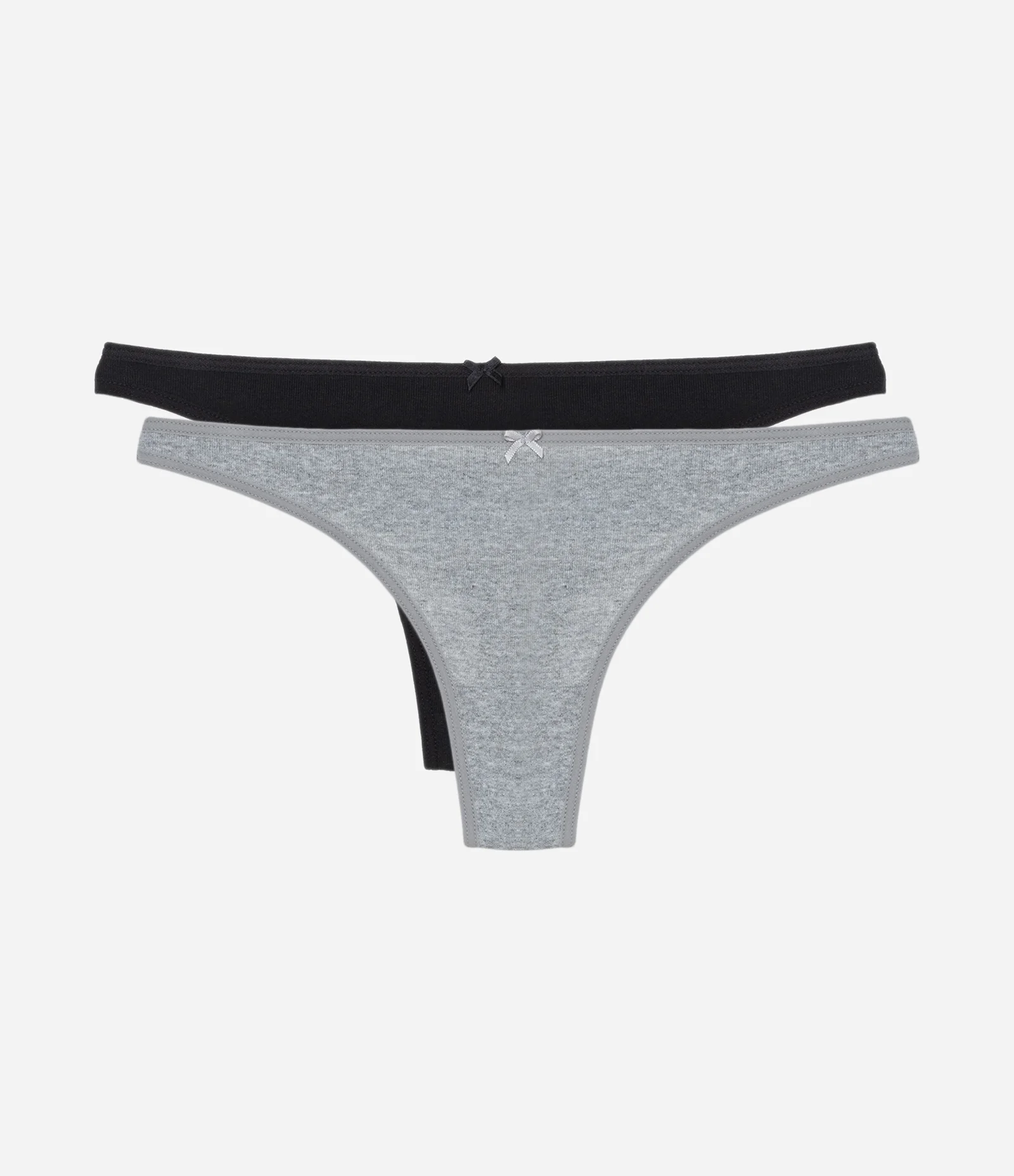 Kit 02 Calcinhas Biquíni Fio Básicas em Algodão Preto/Cinza 1