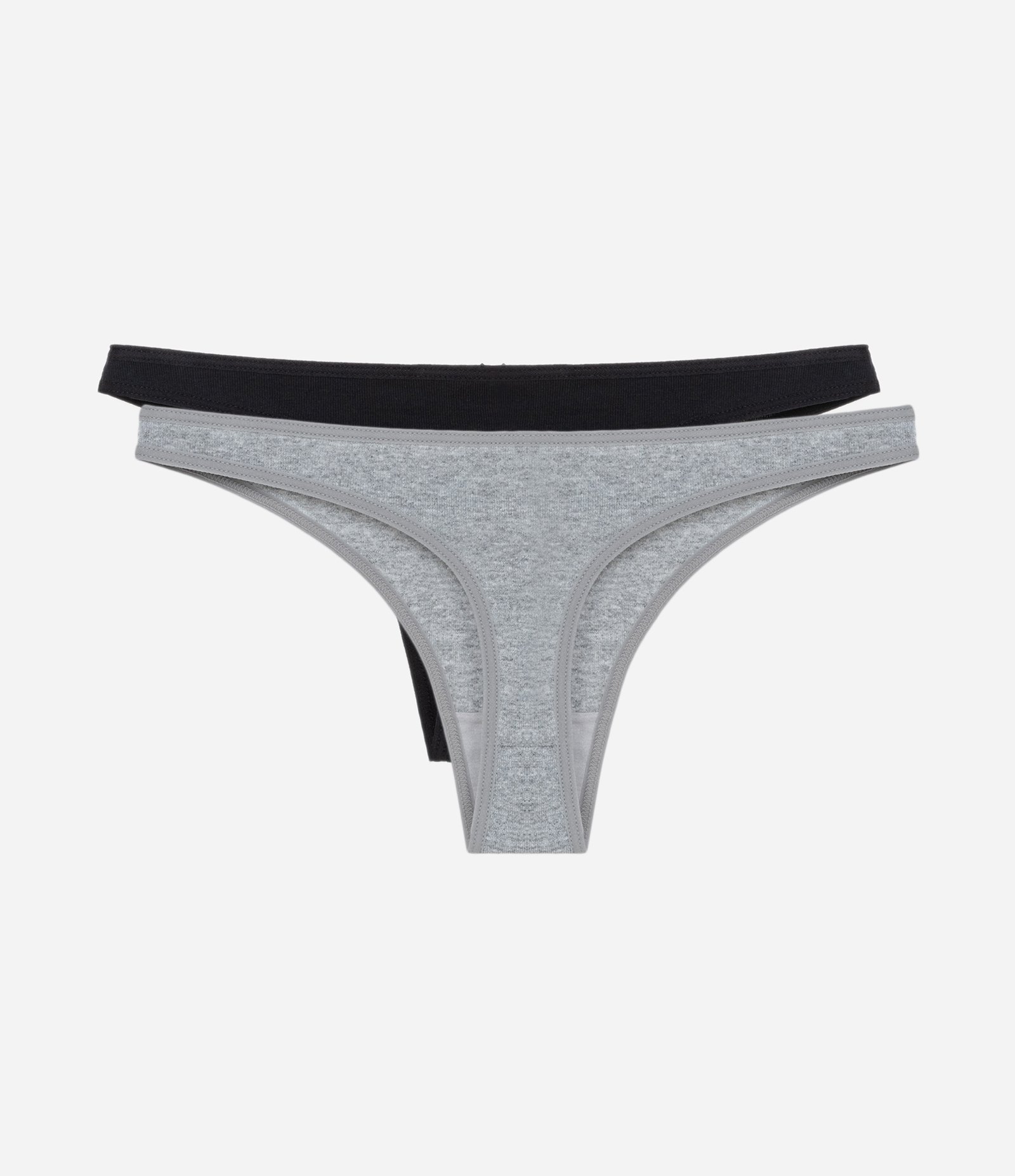 Kit 02 Calcinhas Biquíni Fio Básicas em Algodão Preto/Cinza 2