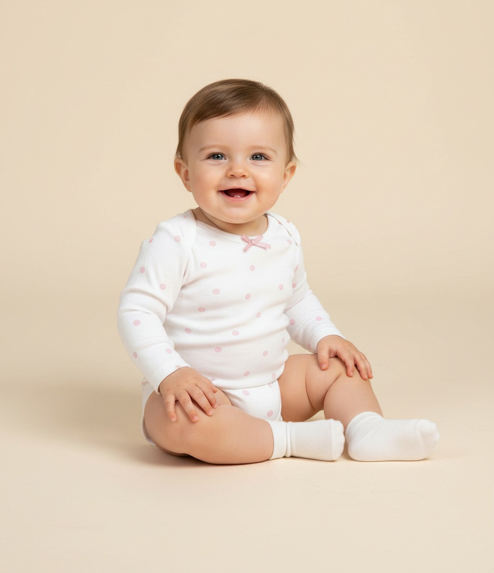 Body Infantil em Ribana Poá com Laço Aplicado – Tam 0 a 18 Meses Branco 1