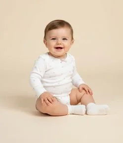 Body Infantil em Ribana Poá com Laço Aplicado – Tam 0 a 18 Meses