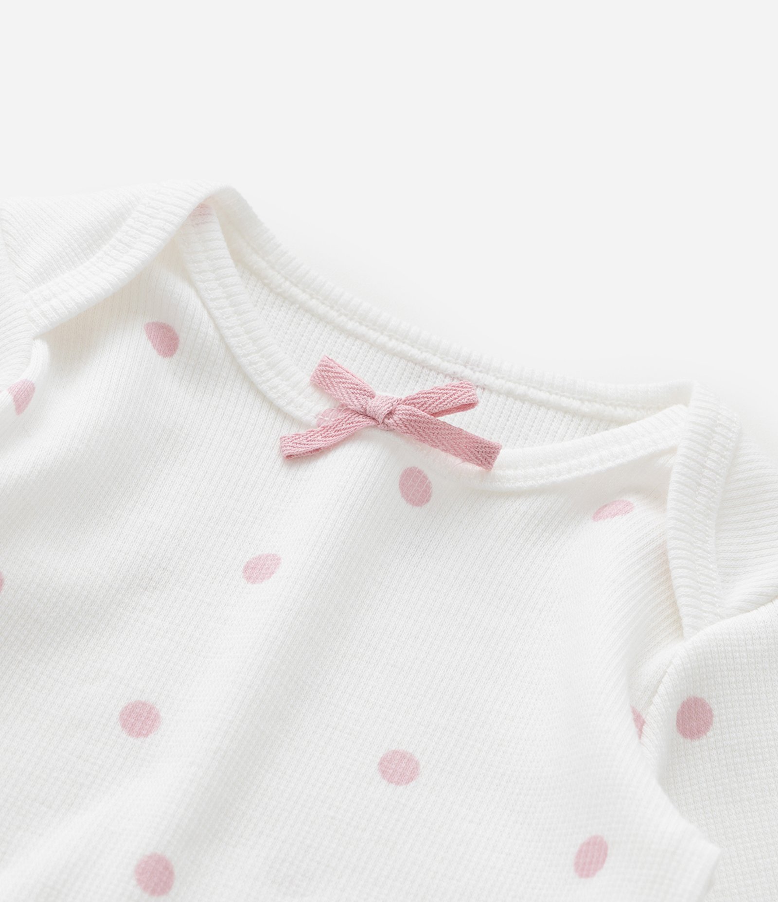 Body Infantil em Ribana Poá com Laço Aplicado – Tam 0 a 18 Meses Branco 6