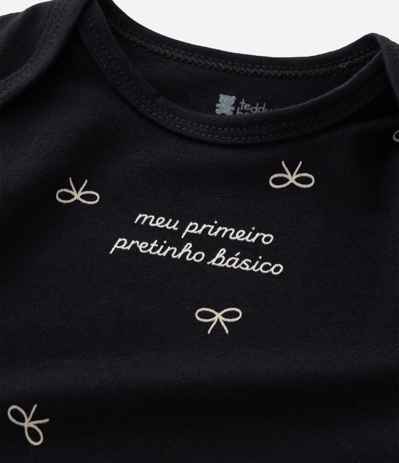 Body Infantil Com Estampa de Laços – Tam 0 a 18 Meses Preto 7