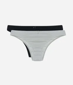 Kit 02 Calcinhas Biquíni em Algodão com Lacinho