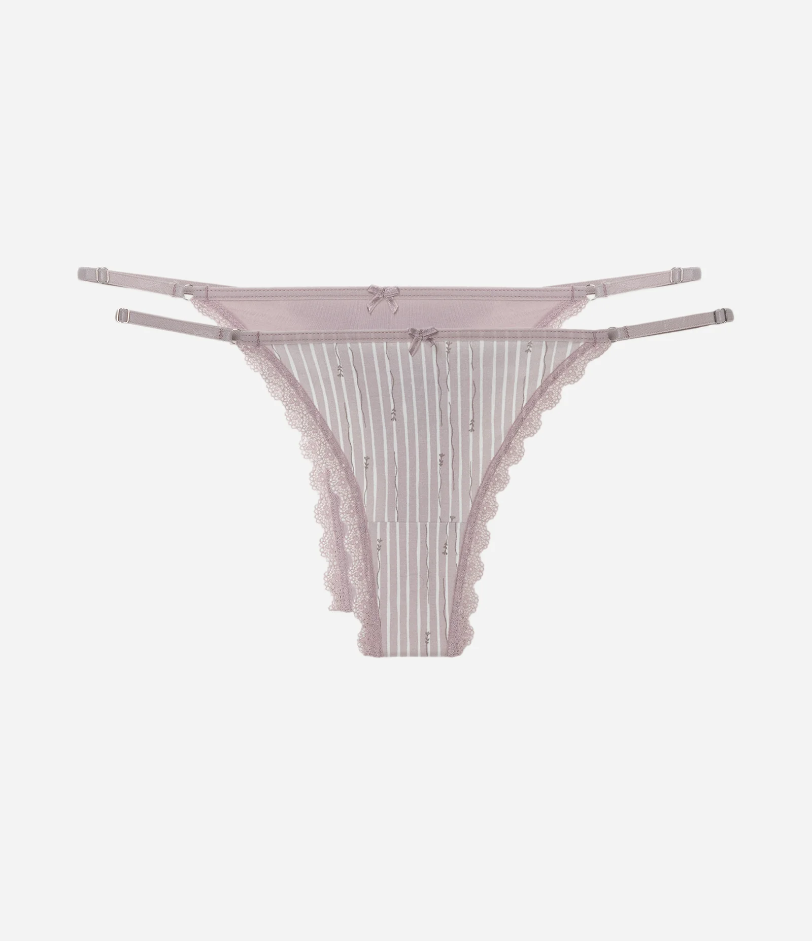 Kit 02 Calcinhas String Fio Duplo em Algodão com Detalhe de Babadinhos Lilás 1