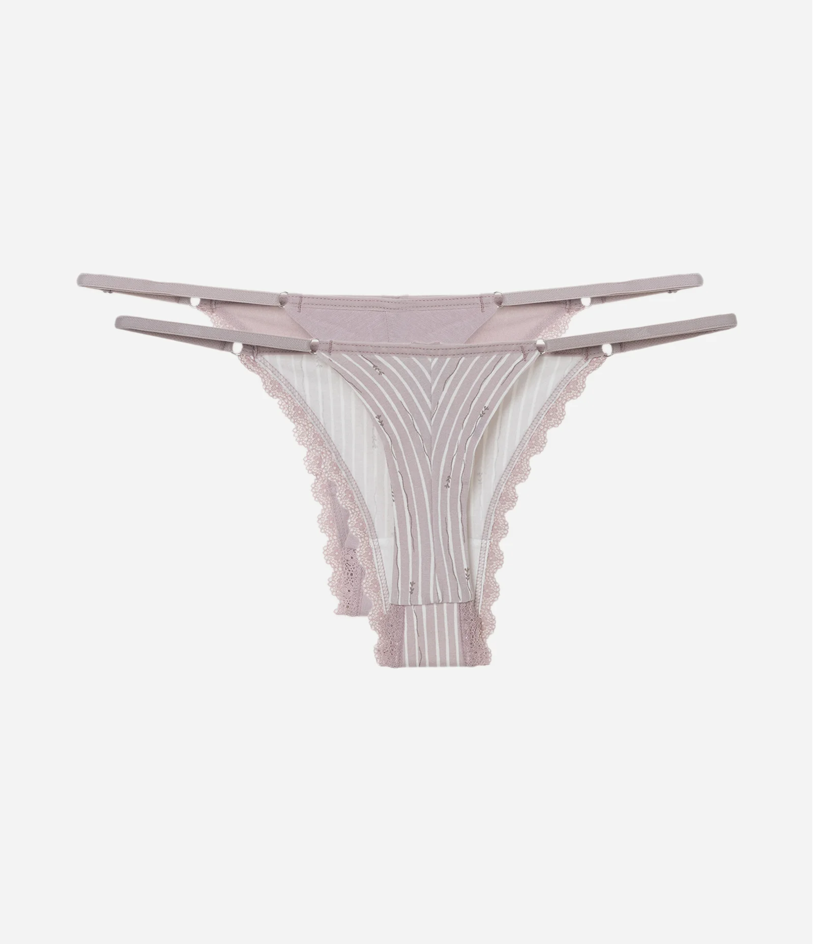 Kit 02 Calcinhas String Fio Duplo em Algodão com Detalhe de Babadinhos Lilás 2