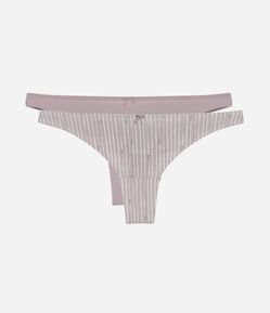 Kit 02 Calcinhas Biquíni Fio Duplo em Algodão com Lacinho Frontal