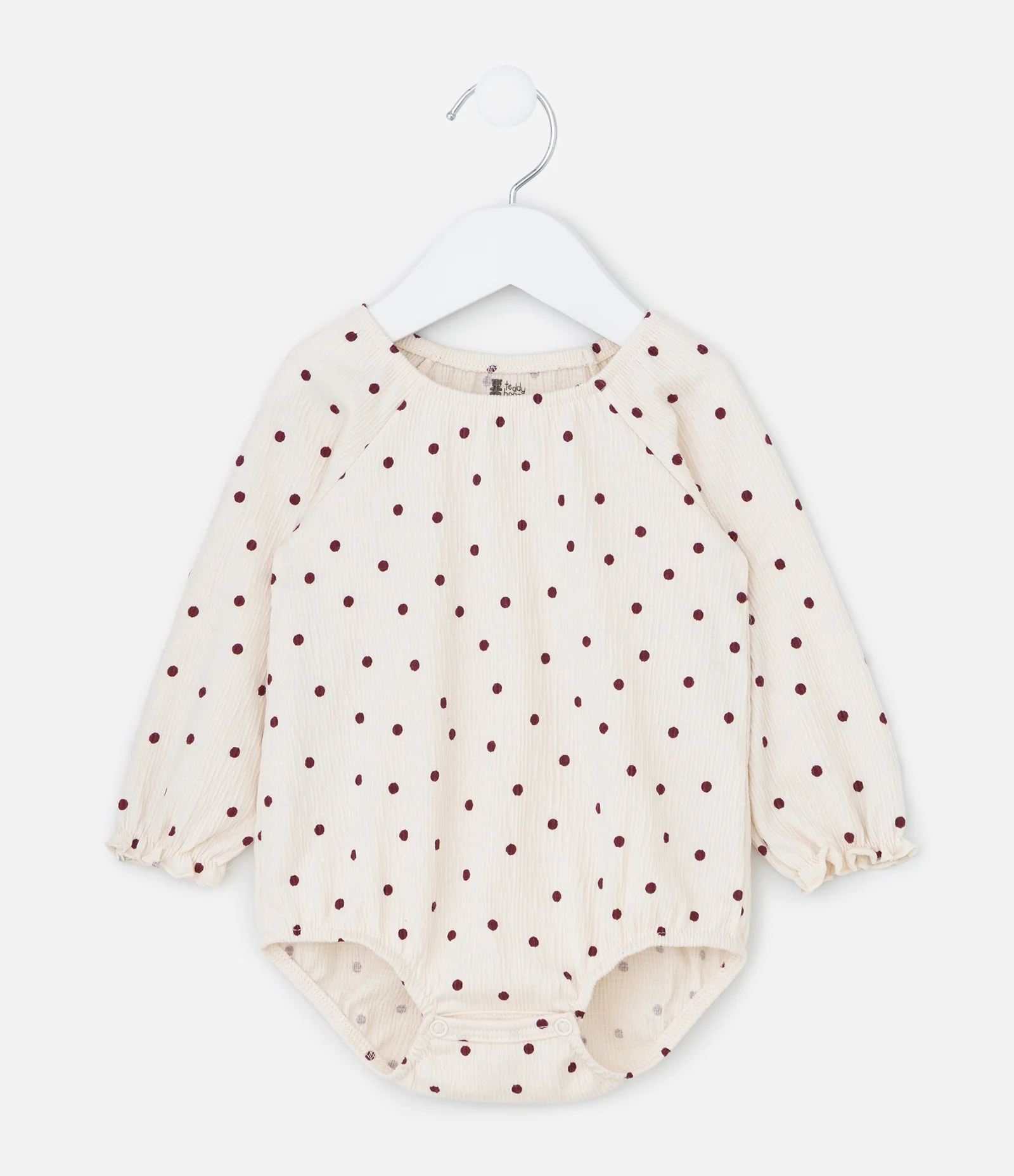 Body Infantil Texturizado com Estampa Poá – Tam RN a 18 Meses Off White 1