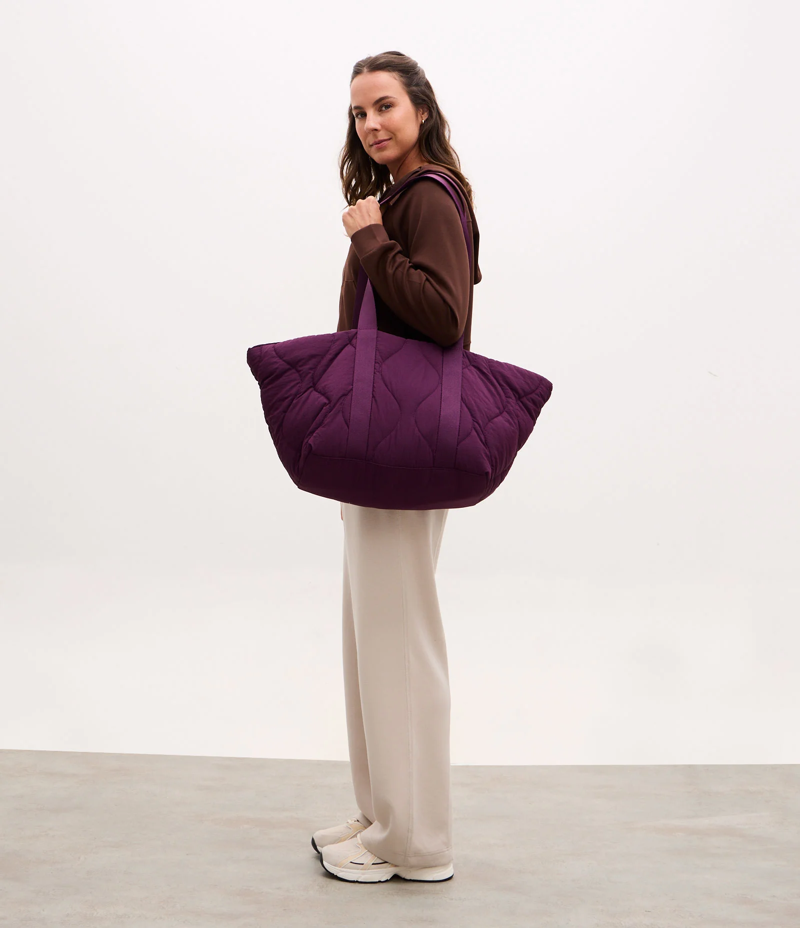 Bolsa Shopper Puffer Grande com Alça de Gorgorão Roxo 1
